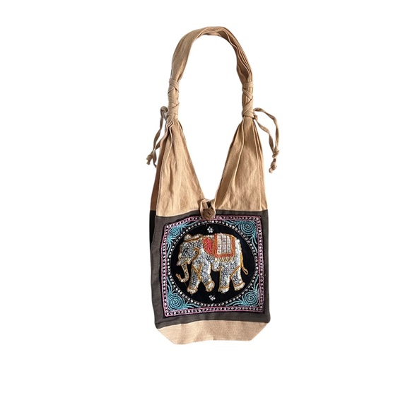 Sequin Cloth Shoulder Bag Hand Stitched Elephant - Picture 2 of 4